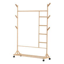 Load image into Gallery viewer, Bamboo Clothes Rack with Bottom Shelf Shoe Clothing Organizer
