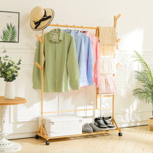 Load image into Gallery viewer, Bamboo Clothes Rack with Bottom Shelf Shoe Clothing Organizer