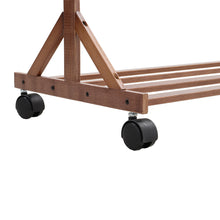 Load image into Gallery viewer, Bamboo Clothes Rack with Bottom Shelf Shoe Clothing Organizer