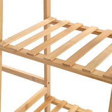 Load image into Gallery viewer, Bamboo Trapezoid Clothing Rack with 5-Tier Storage Shelves Multi-Functional Clothes Hanging Rack Stand Living and Home