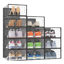 Load image into Gallery viewer, 12x Stackable Shoe Storage Box Organiser Black