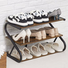 Load image into Gallery viewer, Rustic S-frame Shoe Rack 3-Tier Shelf Living and Home