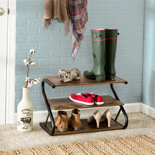Load image into Gallery viewer, Rustic S-frame Shoe Rack 3-Tier Shelf Living and Home