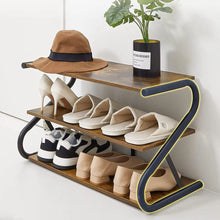 Load image into Gallery viewer, Rustic S-frame Shoe Rack 3-Tier Shelf Living and Home