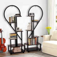 Load image into Gallery viewer, 2 Pcs Half-Heart-Shaped Tiered Plant Stand Rustic Brown