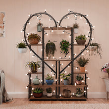 Load image into Gallery viewer, 2 Pcs Half-Heart-Shaped Tiered Plant Stand Rustic Brown
