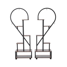 Load image into Gallery viewer, 2 Pcs Half-Heart-Shaped Tiered Plant Stand Rustic Brown