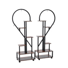 Load image into Gallery viewer, 2 Pcs Half-Heart-Shaped Tiered Plant Stand Rustic Brown