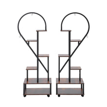 Load image into Gallery viewer, 2 Pcs Half-Heart-Shaped Tiered Plant Stand Rustic Brown