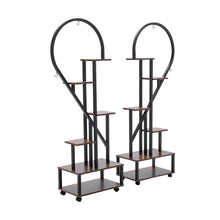 Load image into Gallery viewer, 2 Pcs Half-Heart-Shaped Tiered Plant Stand Rustic Brown