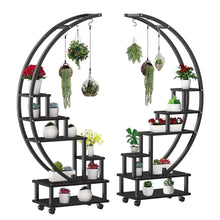 Load image into Gallery viewer, 2pcs Half-Moon-Shaped Plant Stand Display Shelf with Wheels Plant Stands & Shelves Living and Home