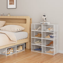 Load image into Gallery viewer, 12 Pack White Stackable Foldable Plastic Shoe Boxes