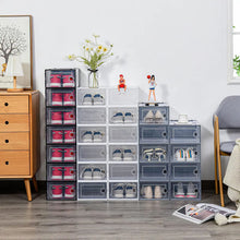 Load image into Gallery viewer, 12 Pack White Foldable Plastic Shoe Storage Boxes Living and Home