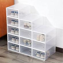 Load image into Gallery viewer, 12 Pack White Foldable Plastic Shoe Storage Boxes Living and Home