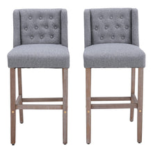 Load image into Gallery viewer, Set of 2 99cm Hight Bar Stools Linen Upholstered with Wood Legs Bar Stools Living and Home