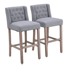 Load image into Gallery viewer, Set of 2 99cm Hight Bar Stools Linen Upholstered with Wood Legs Bar Stools Living and Home Grey