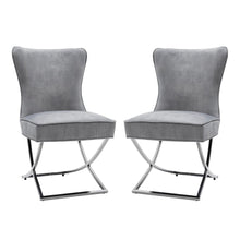 Load image into Gallery viewer, Set of 2 Beige High Back Dining Chairs with velvet Upholstered Dining Chairs Living and Home