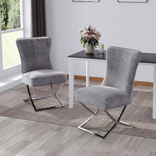 Load image into Gallery viewer, Set of 2 Beige High Back Dining Chairs with velvet Upholstered Dining Chairs Living and Home