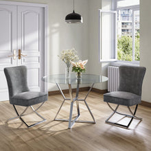 Load image into Gallery viewer, Set of 2 Beige High Back Dining Chairs with velvet Upholstered Dining Chairs Living and Home Grey