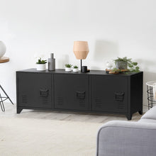 Load image into Gallery viewer, 120cm W Black Steel Horizontal Office File Cabinet with 3 Doors Cabinets Living and Home