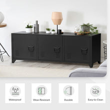 Load image into Gallery viewer, 120cm W Black Steel Horizontal Office File Cabinet with 3 Doors Cabinets Living and Home