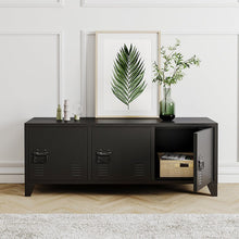Load image into Gallery viewer, 120cm W Black Steel Horizontal Office File Cabinet with 3 Doors Cabinets Living and Home