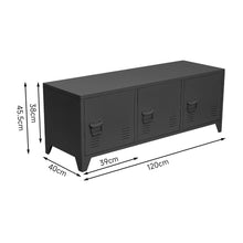 Load image into Gallery viewer, 120cm W Black Steel Horizontal Office File Cabinet with 3 Doors Cabinets Living and Home