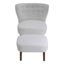 Load image into Gallery viewer, White Boucle Teddy Upholstered Accent Chair with Footstool Lounge Chairs Living and Home