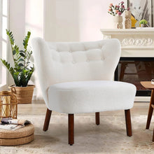 Load image into Gallery viewer, White Boucle Teddy Upholstered Accent Chair with Footstool Lounge Chairs Living and Home