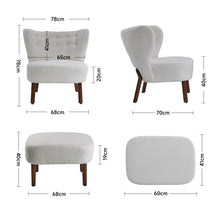 Load image into Gallery viewer, White Boucle Teddy Upholstered Accent Chair with Footstool Lounge Chairs Living and Home