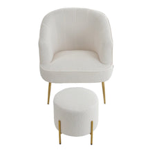 Load image into Gallery viewer, Teddy Boucle Fabric White Tub Chair and Footstool Set Tub Chairs Living and Home