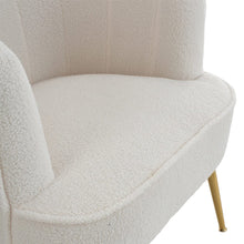 Load image into Gallery viewer, Teddy Boucle Fabric White Tub Chair and Footstool Set Tub Chairs Living and Home
