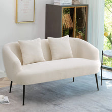 Load image into Gallery viewer, 140cm White 2 Seater Sofa Teddy Fabric Loveseat with Metal Legs 2 Seater Sofas Living and Home