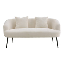 Load image into Gallery viewer, 140cm White 2 Seater Sofa Teddy Fabric Loveseat with Metal Legs 2 Seater Sofas Living and Home