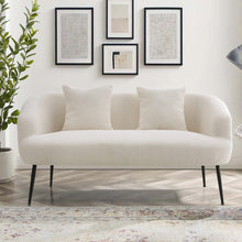 Load image into Gallery viewer, 140cm White 2 Seater Sofa Teddy Fabric Loveseat with Metal Legs 2 Seater Sofas Living and Home