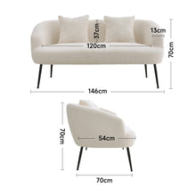 Load image into Gallery viewer, 140cm White 2 Seater Sofa Teddy Fabric Loveseat with Metal Legs 2 Seater Sofas Living and Home