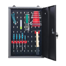 Load image into Gallery viewer, Wall Mounted Lockable Pegboard Tool Cabinet with A Lockable Door Cabinets Living and Home