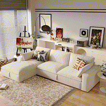 Load image into Gallery viewer, Cottonfy Creamy Tofu Block Pullout Sofa Bed with Storage Living and Home