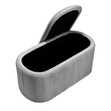 Load image into Gallery viewer, 78cm Wide Oval Velvet Storage Bench Vertical Stripes Footstool Storage Footstools & Benches Living and Home