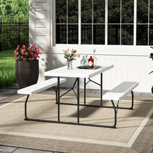 Load image into Gallery viewer, 151cm W Foldable Picnic Table and Bench Set Garden Dining Tables Living and Home White