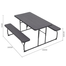 Load image into Gallery viewer, 180cm Foldable Picnic Table and Bench Set with Parasol Hole Black/White Living and Home
