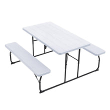 Load image into Gallery viewer, 180cm Foldable Picnic Table and Bench Set with Parasol Hole Black/White Living and Home