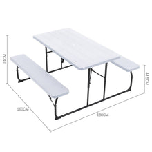Load image into Gallery viewer, 180cm Foldable Picnic Table and Bench Set with Parasol Hole Black/White Living and Home