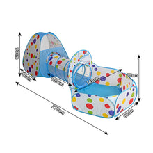 Load image into Gallery viewer, 3-in-1 Play Tent Set for Kids Pop Up with Tunnel Ball Pit Playhouse Play Tents Living and Home