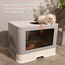 Load image into Gallery viewer, Enclosed Folding Plastic Cat Litter Box with Scoop