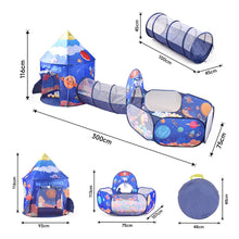 Load image into Gallery viewer, 3 in 1 Aerospace Theme Play Tent with Play Tunnel and Ball Pit Play Tents Living and Home