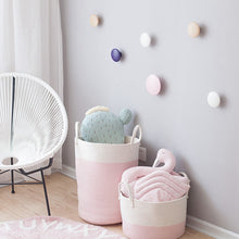 Load image into Gallery viewer, Woven Basket Baby Kids Toys Storage Clothes Hamper Laundry Basket with Pom Poms