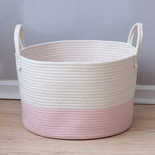 Load image into Gallery viewer, Cotton Woven Clothes Hamper Laundry Basket with Hooks Laundry Baskets Living and Home Pink Small