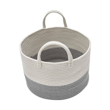 Load image into Gallery viewer, Woven Basket Baby Kids Toys Storage Clothes Hamper Laundry Basket with Pom Poms
