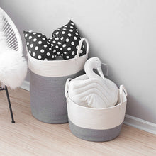 Load image into Gallery viewer, Woven Basket Baby Kids Toys Storage Clothes Hamper Laundry Basket with Pom Poms